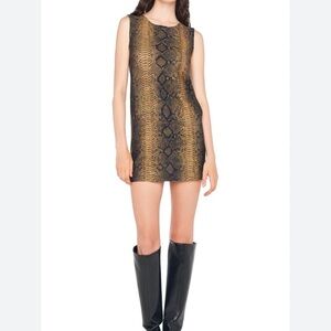 Calvin Klein Gold and Black Snakeprint Mini Dress